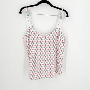 J. Crew White and Green Fitted Camisole